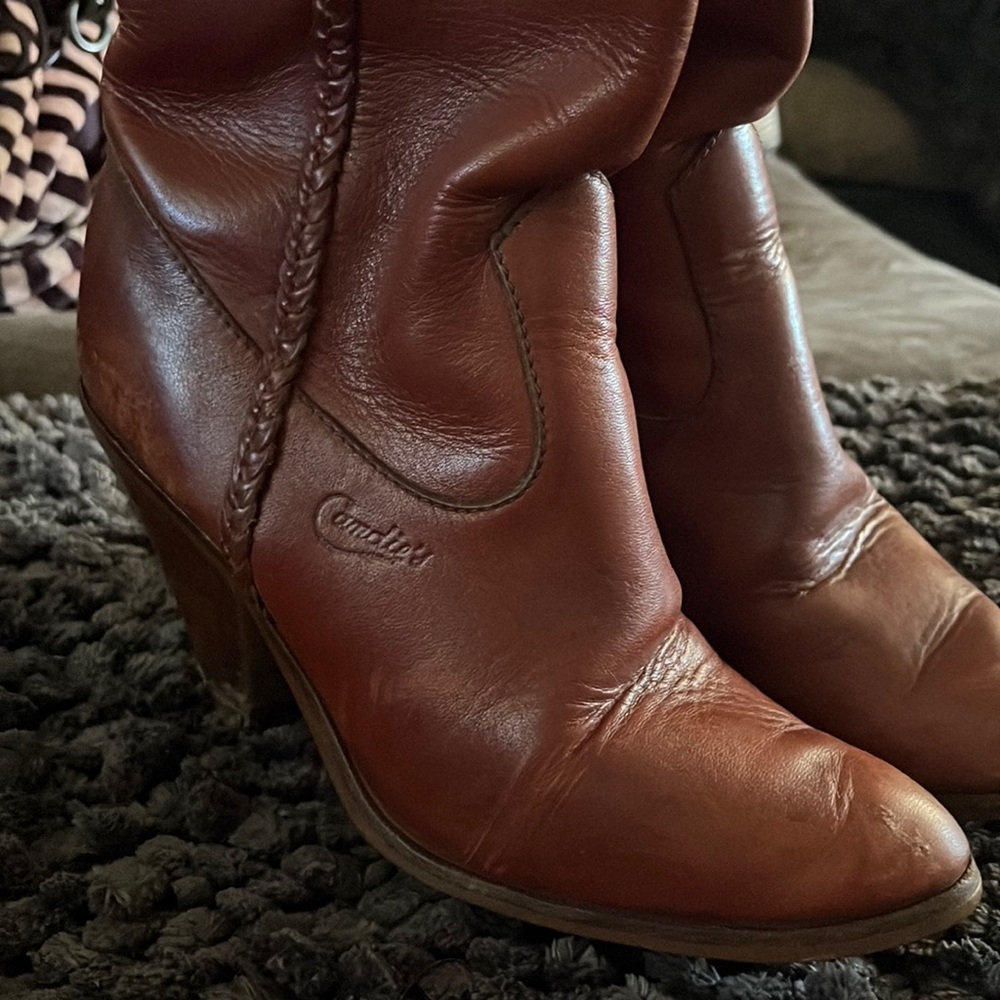 Vintage 70’s Cognac Candie’s Leather Cowboy Cowgirl Boots 7.5